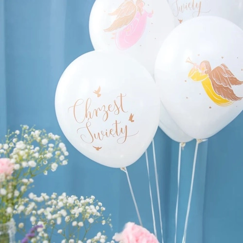Balony dekoracja na chrzest święty chrzciny 6 szt